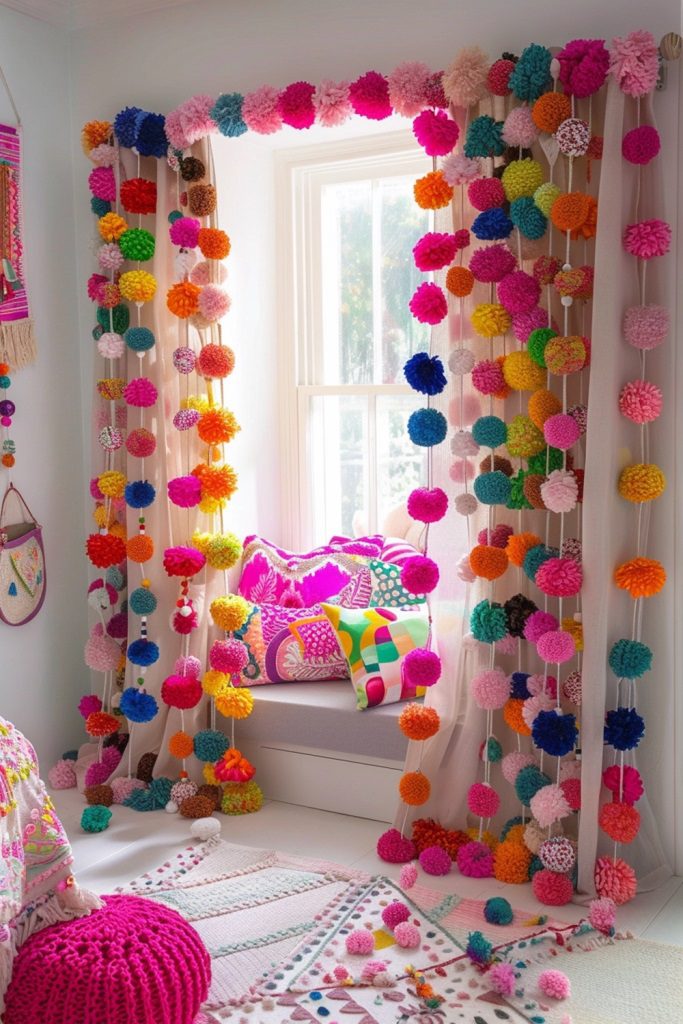 Boho Pom Pom Curtain Panels