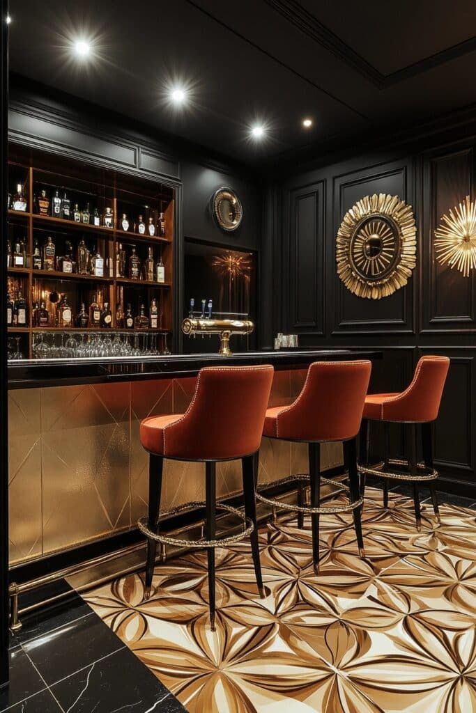 Art Deco Basement Bar Elegance