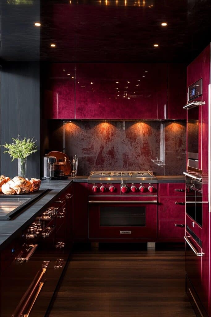 Burgundy Kitchen Cabinet Elegance