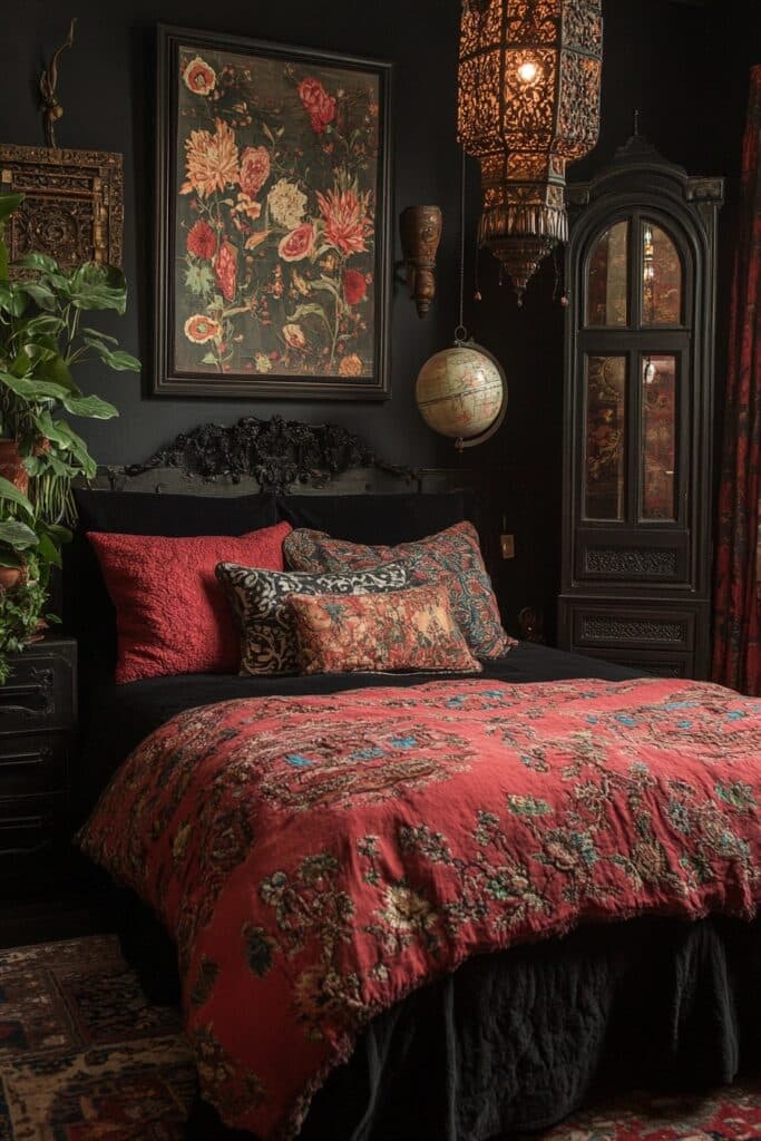 Celestial Vibes: Dark Boho Bedroom Escape