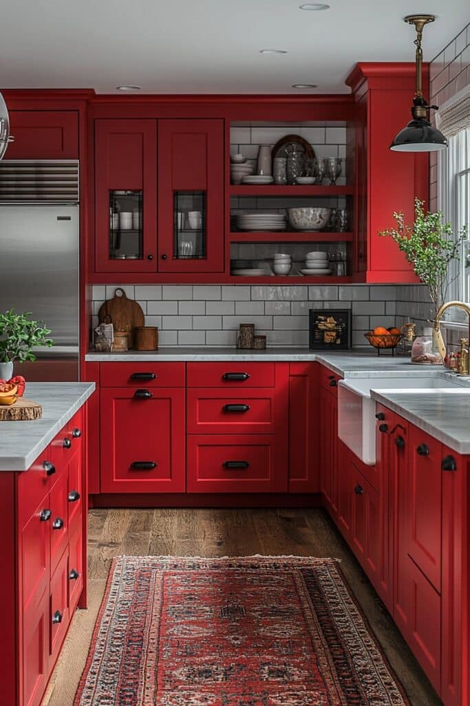 Cherry Red Kitchen Cabinet Pop