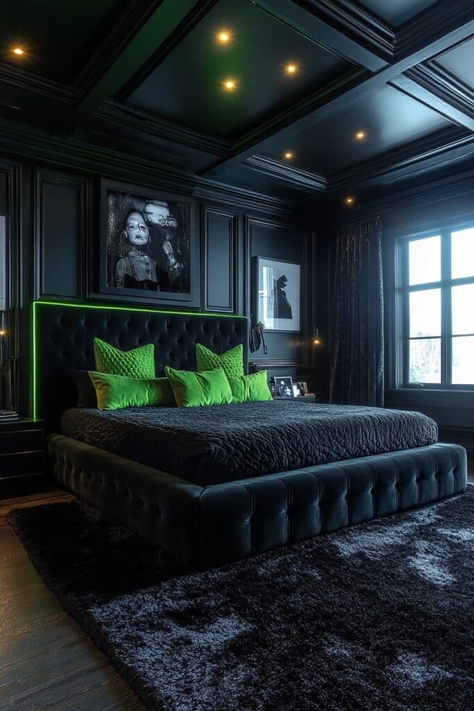 Chic Neon Accents Baddie Bedroom