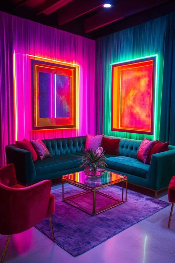 Cozy Velvet Neon Baddie Bedroom