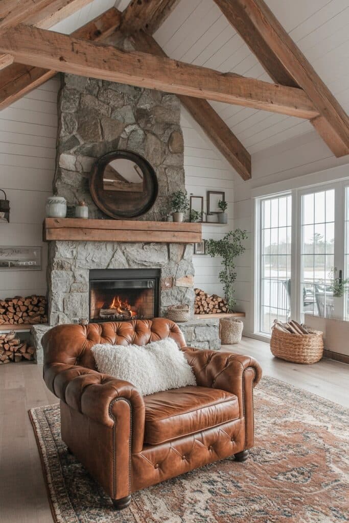 Earthy Textures in Farmhouse Lounge