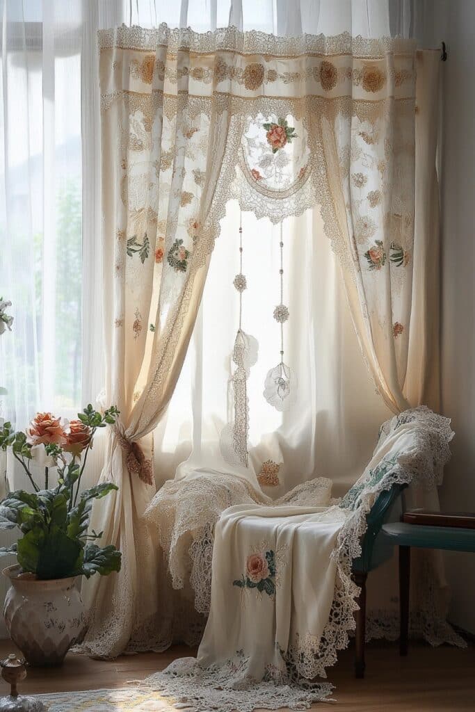 Elegant Lace Bedroom Curtain Panels