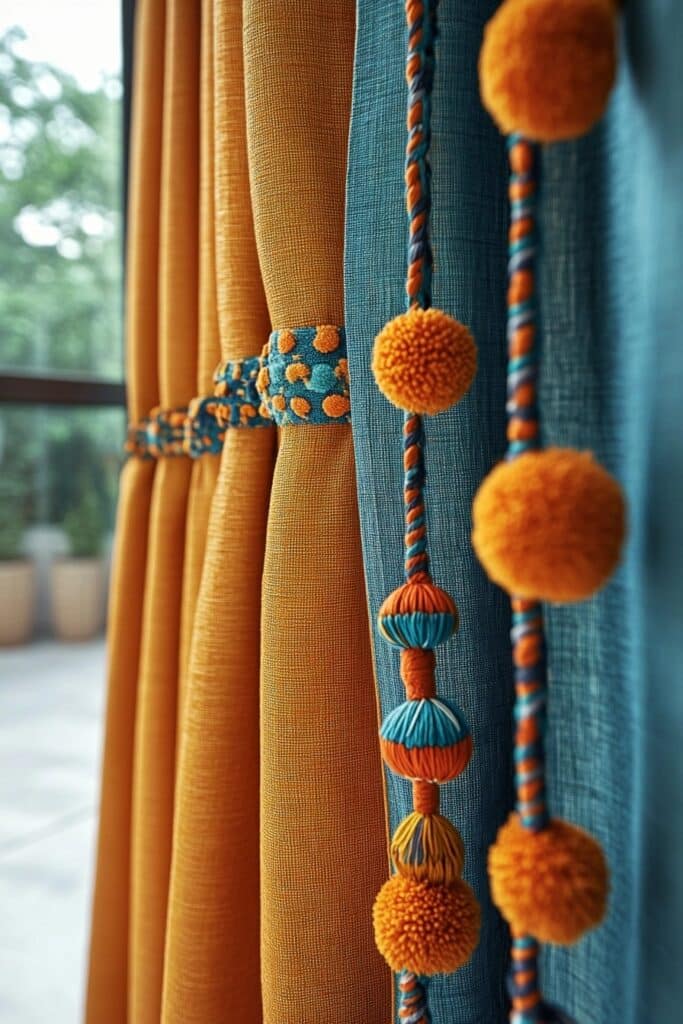 Festive Pom Pom Bedroom Curtains