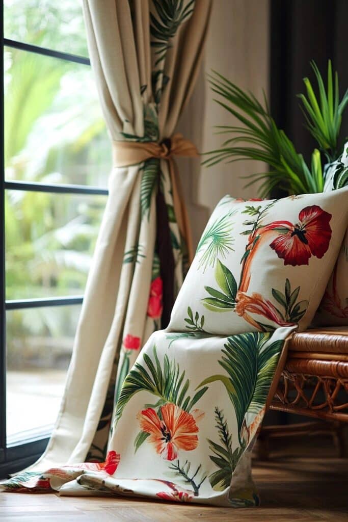 Fresh Botanical Print Curtains for Bedrooms