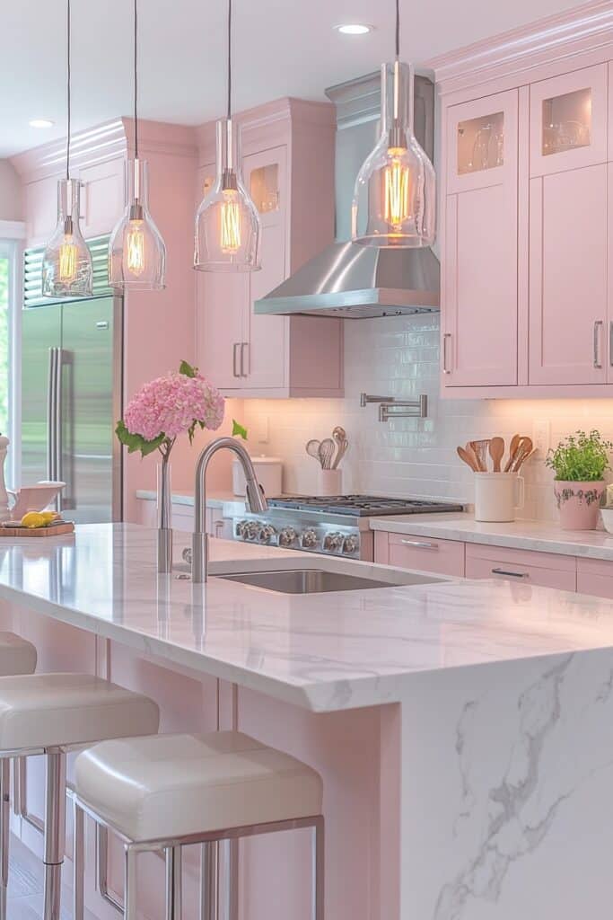 Fun Contemporary Pink Kitchens