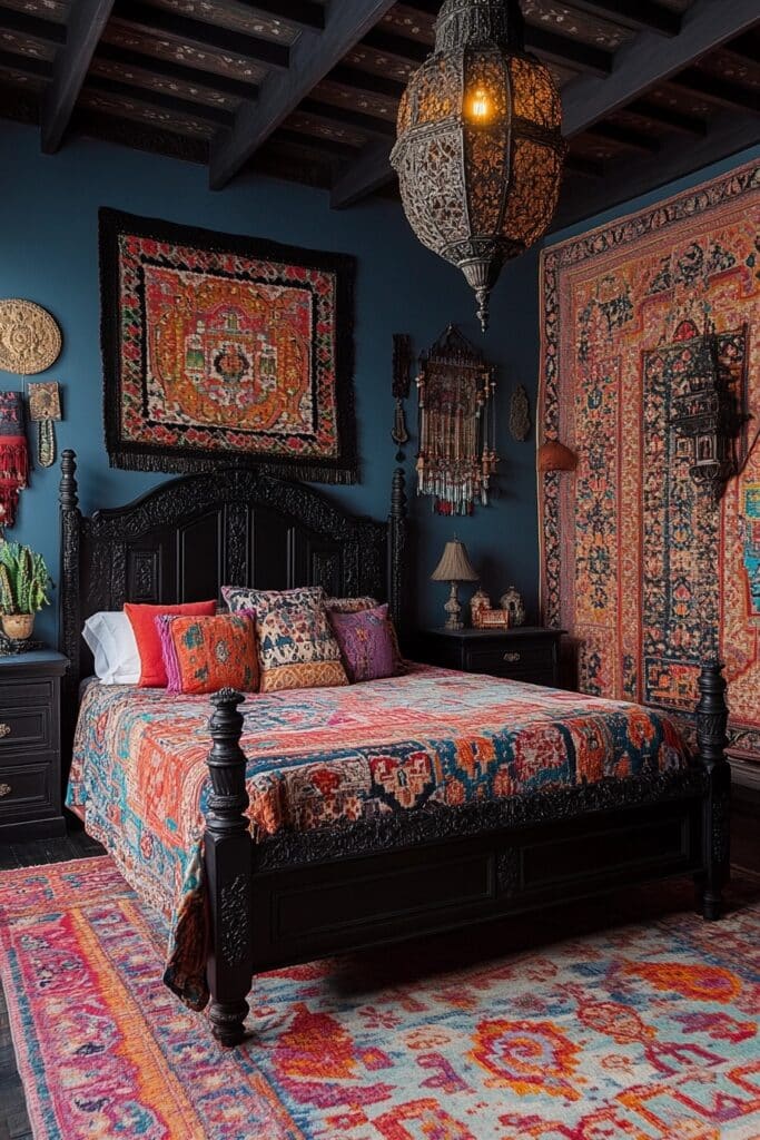 Gothic Boho Retreat: Dramatic Bedroom