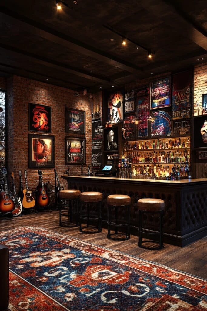 Music-Inspired Basement Bar