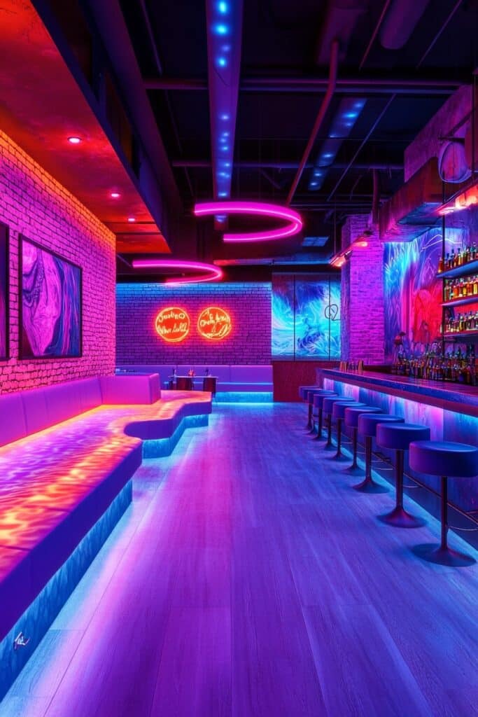 Neon Nightlife Basement Bar