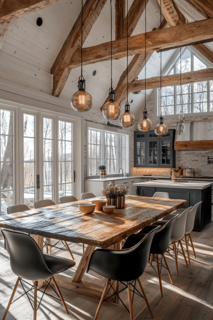 Open-Concept Dining Room in Farmhouse Style