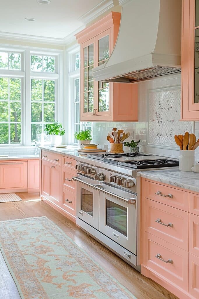 Peachy Kitchen Cabinet Warmth