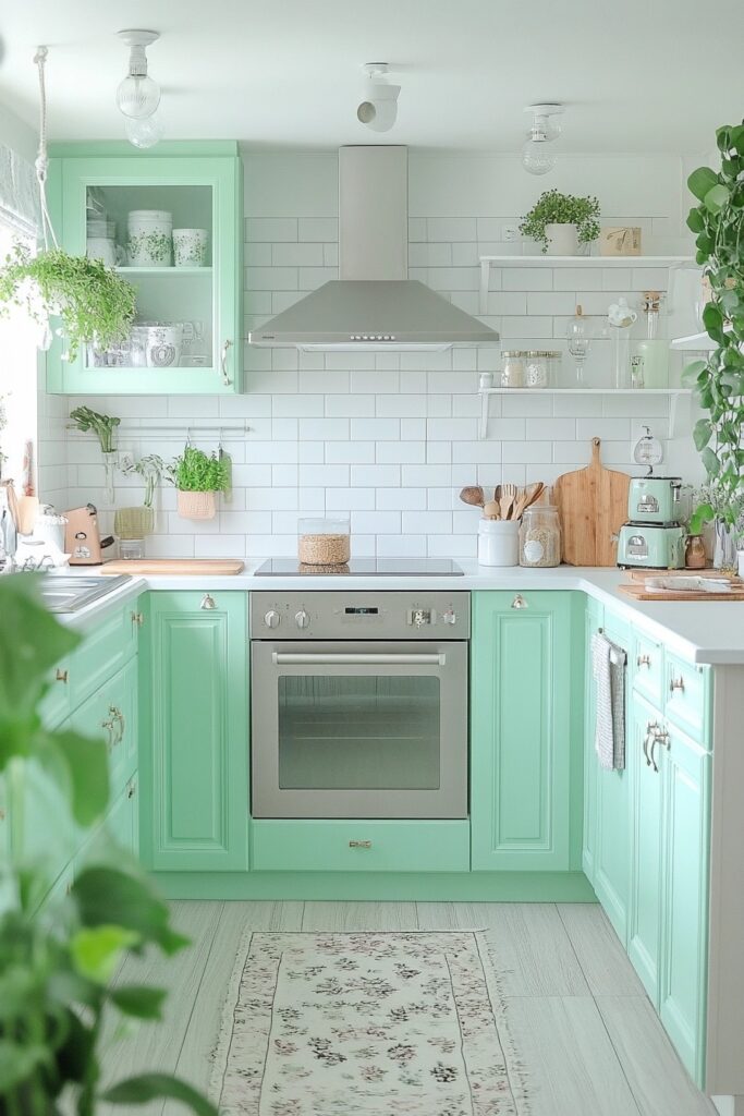 Refreshing Mint Green Cabinets