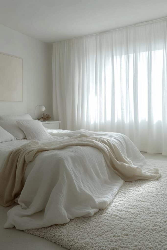 Serene White Minimalistic Bedroom