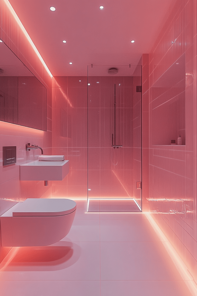 Simplistic Pink Spa Bathrooms