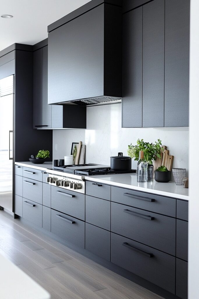 Sleek Charcoal Gray Kitchen Cabinets