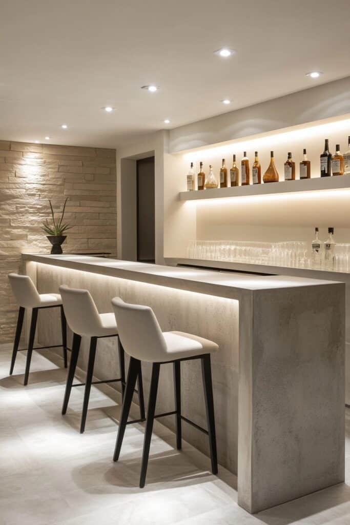 Sleek Minimalist Basement Bar