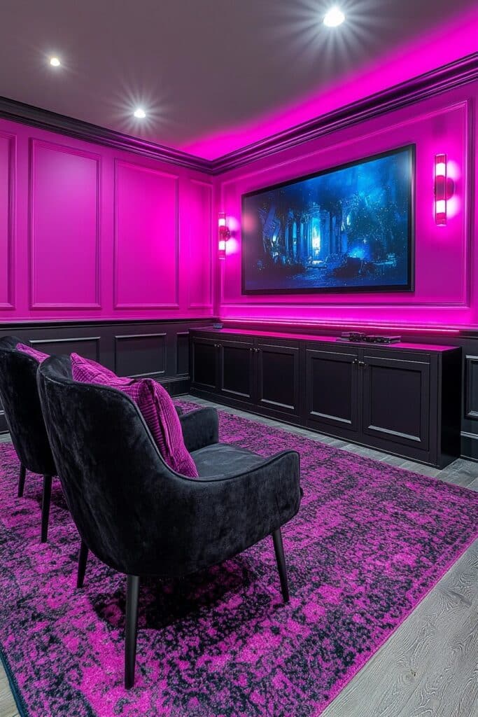 Stylish Pink Media Rooms