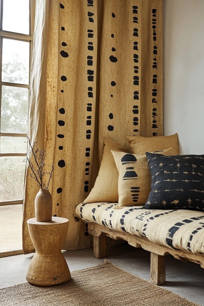 Traditional Tribal Mudcloth Curtain Panels