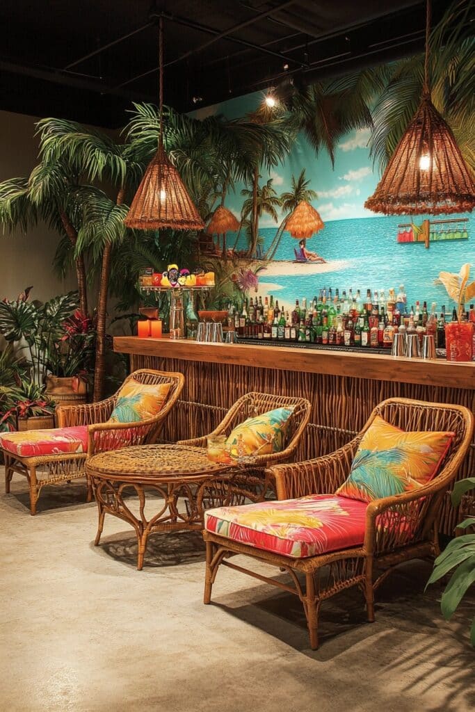 Tropical Paradise Basement Bar