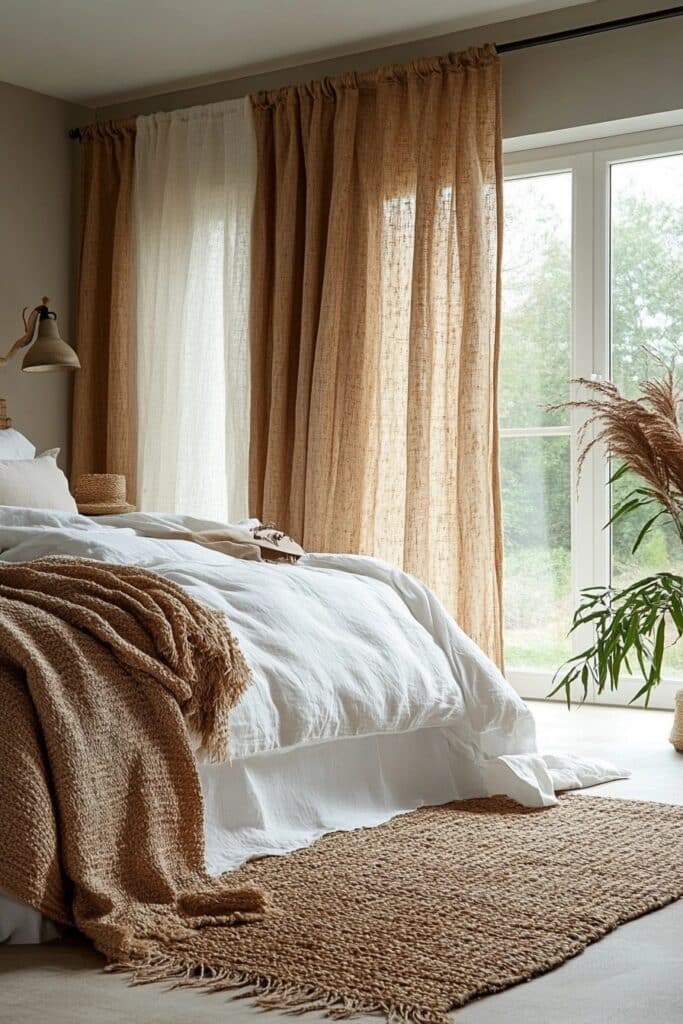 Warm Rattan Woven Bedroom Curtains