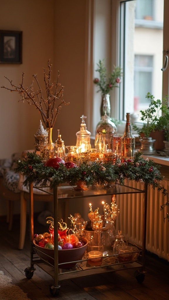 Holiday Bar Cart Styling