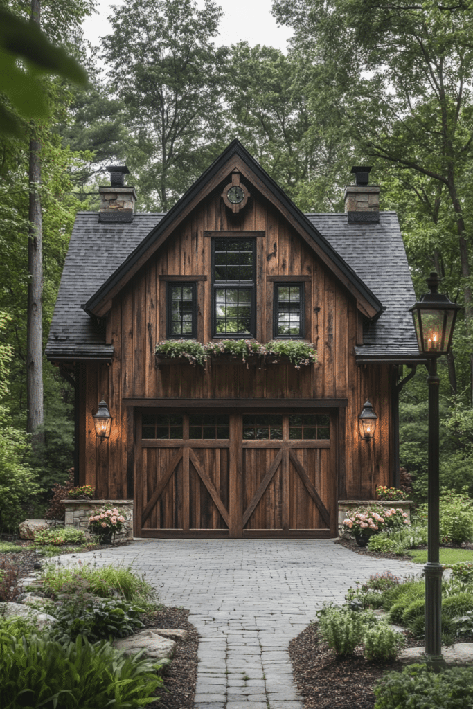 Weathered Wood Farmhouse Garage Look