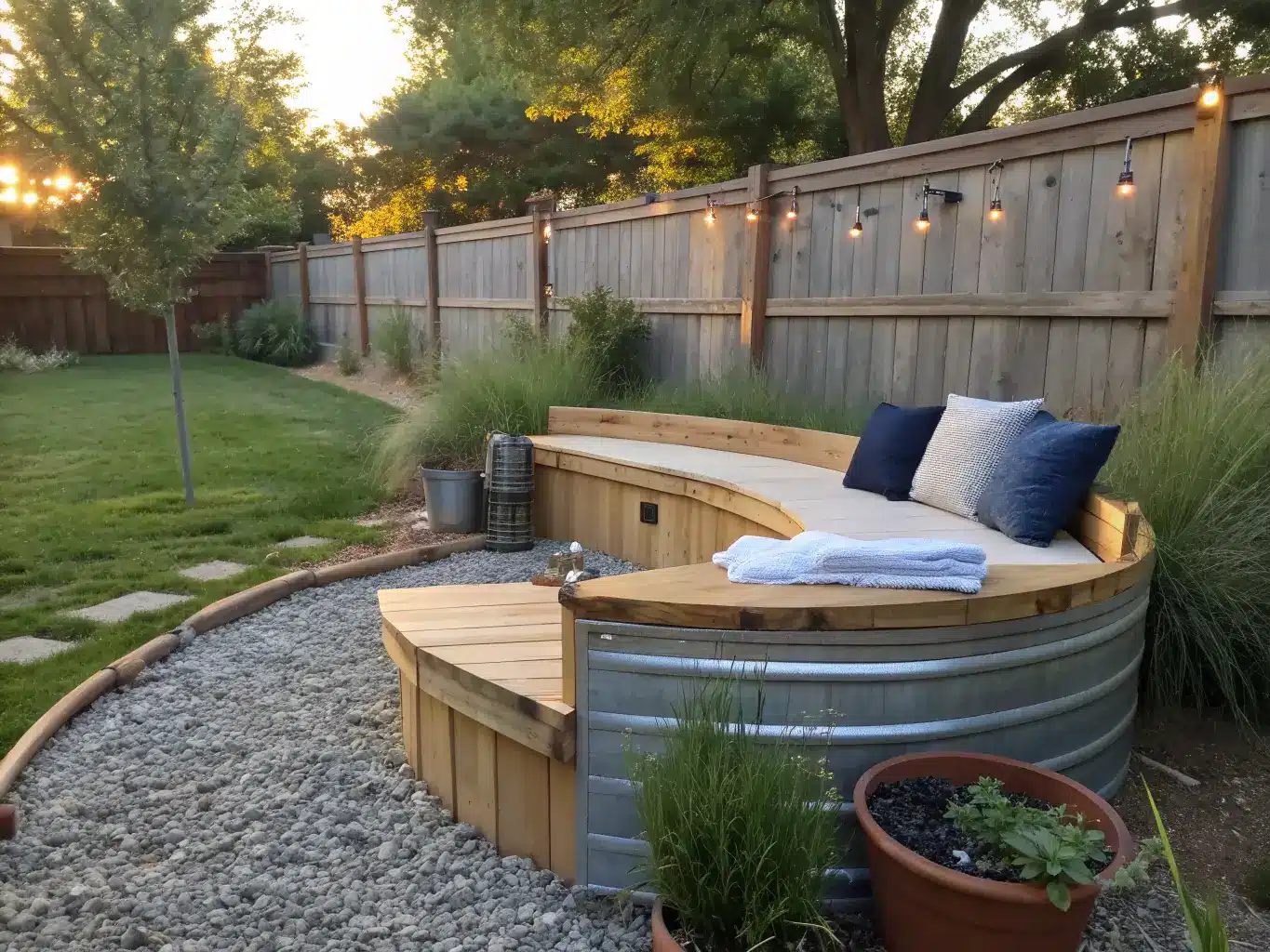 stock tank pool bench