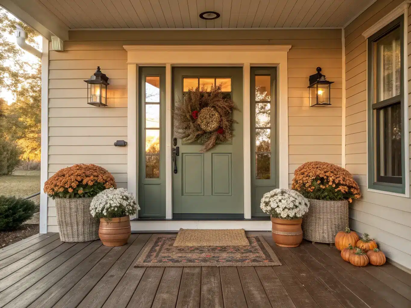fall decor on front porch