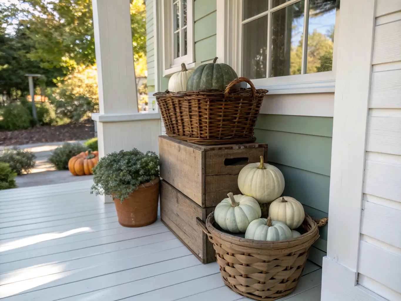 fall decor on front porch