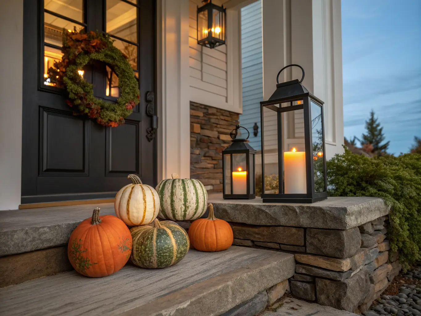 fall decor on front porch