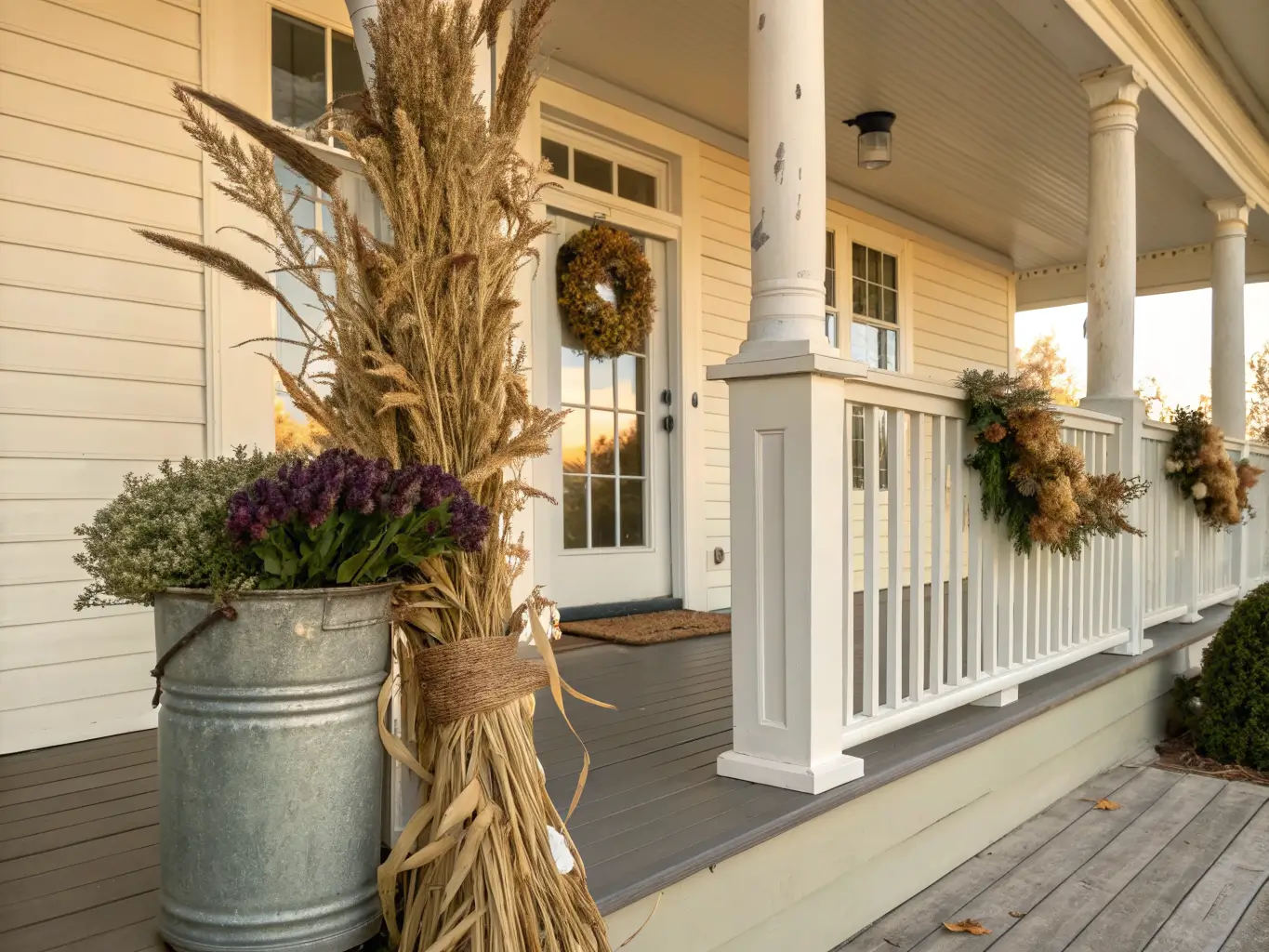 fall decor on front porch