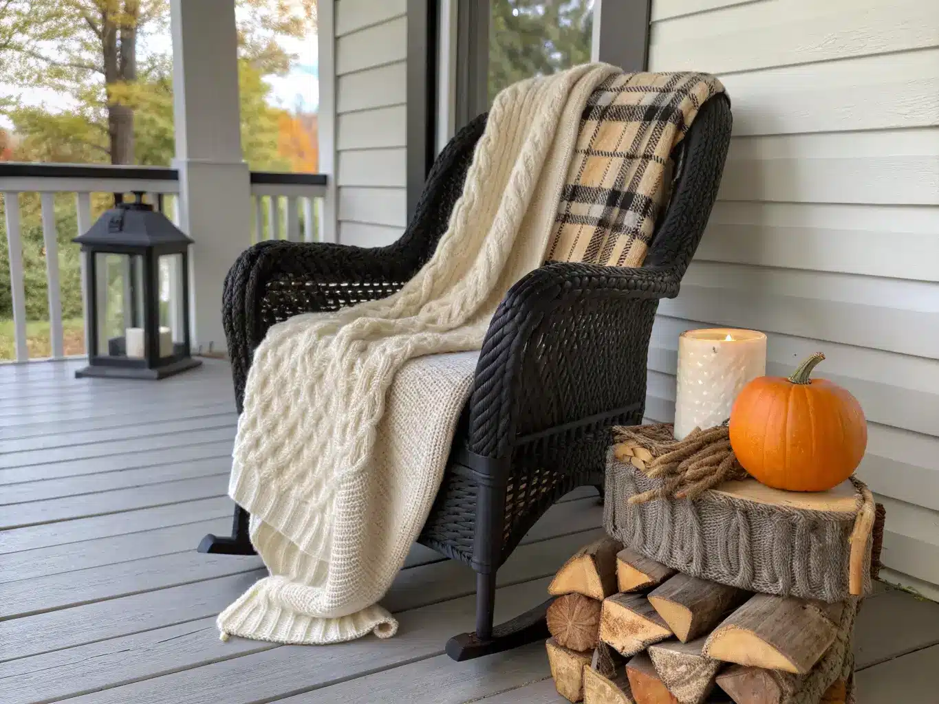 fall decor on front porch