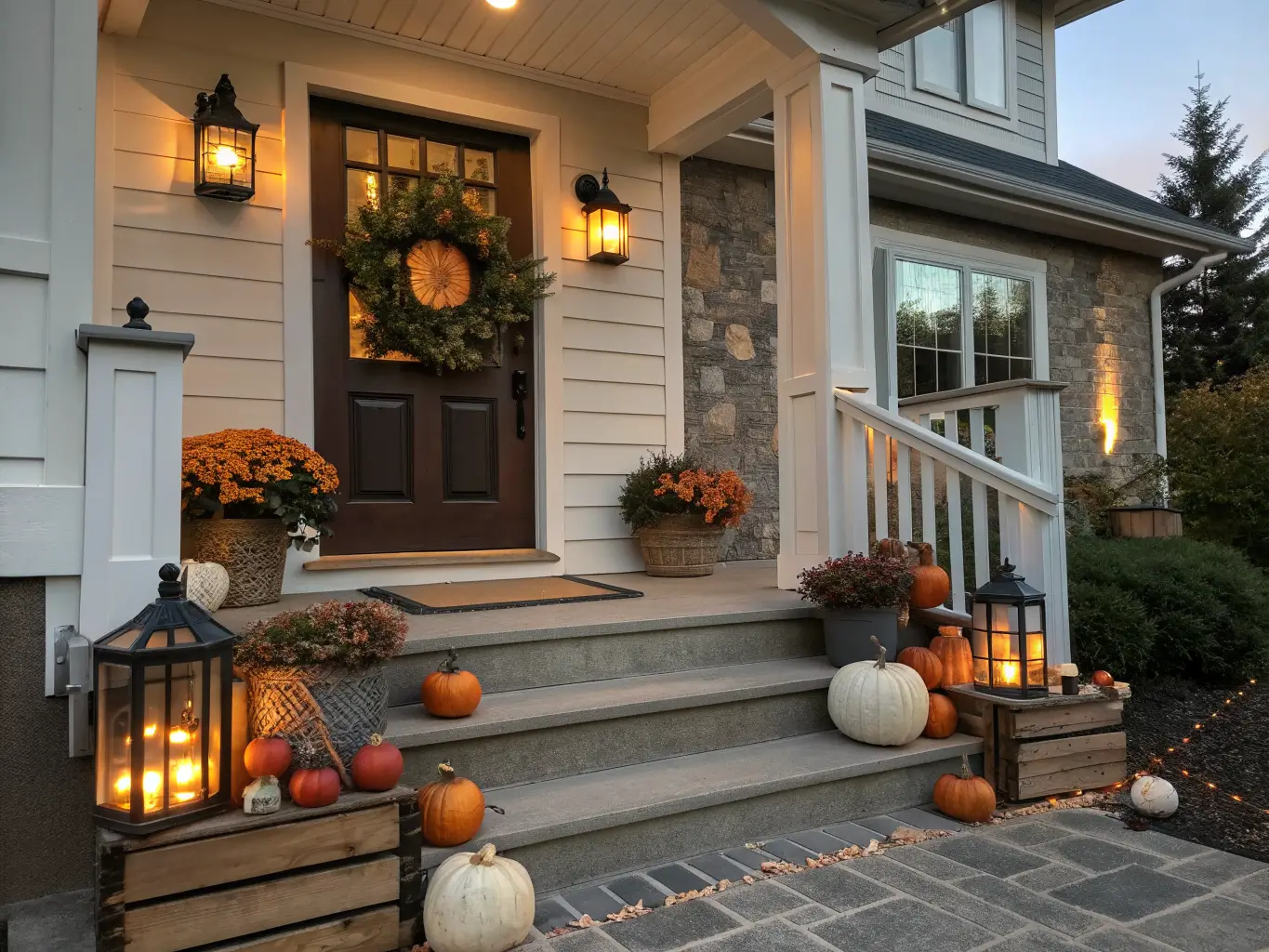 fall decor on front porch